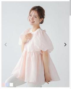 fitmore 極美品バックリボンボリュームスリーブジャガードトップス セール】【ZOZO限定アイテム】バックリボンボリュームスリーブ