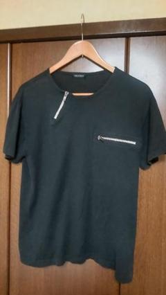 ミルクボーイのジッパー付きTシャツ　黒 パンク