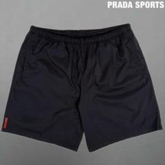 プラダ　プラダスポーツ　メンズ　スイムウェア　水着　48（Lサイズ） PRADA SPORT プラダスポーツ UB27 NERO ロゴダグ付き ブラック系