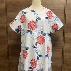 ①赤花浴衣リメイク　チュニック