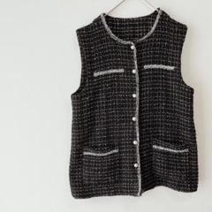 ☆かっこいい☆【CHANEL】ベスト ウールツイード ブラック ☆かっこいい☆【CHANEL】ベスト ウールツイード ブラック