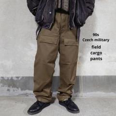 90sミリタリー チェコ軍M-85ハイウエストカーゴパンツ ブラウンカーキ 古着のサムネイル
