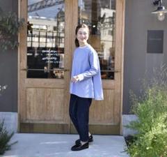ourhome シワになりにくい播州織フレアブラウス ブルー - メルカリ