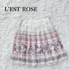 【レストローズ】フラワープリント フレアミニスカート　シフォン
