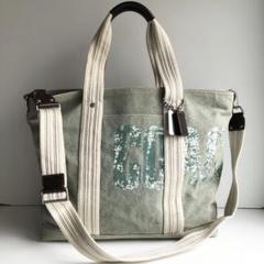 ジャンボサイズ✨COACH コーチ 2way ビッグキャンバストート グリーン