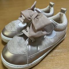 リボン付きゴールドキッズシューズ 18.0