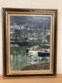 岡義実 油絵 絵画 「トゥルーヴィル」額寸 縦930㎜横740㎜ サインあり 岡義実 油絵 絵画 「トゥルーヴィル」額寸 縦930㎜横740