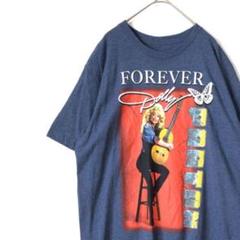 2546 ドリーパートン　ヴィンテージ　人物　ロゴ　半袖　Tシャツ　青