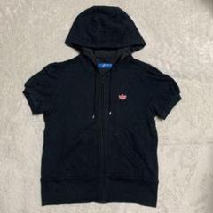 希少　レア　adidas フルジップパーカー ネイビー トレフォレイルロゴ　短丈 adidas M ESS+ DYE HOODIE トレフォイルロゴ 刺繍 タイダイ プル