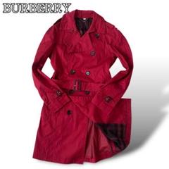 BURBERRY バーバリー トレンチコート ロング丈 チェック柄 ボルドー M BURBERRY バーバリー トレンチコート ロング丈 チェック柄