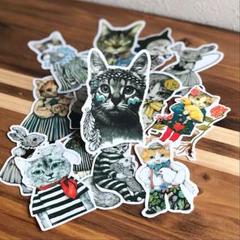 アンティーク 猫 ステッカー