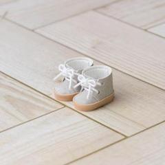 【即買いOK】ぬい靴（１０CM）ナチュラルハイカットシューズ：ライトグレー