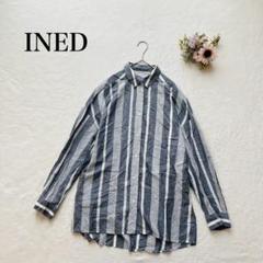 新品タグ付き INED イネド リネン100% 長袖 シャツ 9号 ベージュ 極美品✱定価約2万 イネド リネン100% 長袖レギュラーシャツ 9号