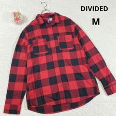 【ディバイデッド】長袖ネルシャツ (M) チェック柄 赤 黒 定番
