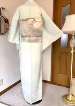 夏帯 まろやか上品なお色合 正絹六通柄袋帯 金糸 刺繍 鶴牡丹梅 色留袖 訪問着