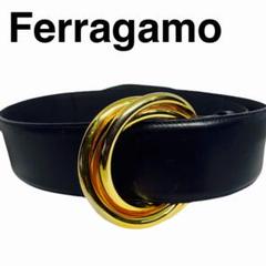 フェラガモ　レディース　ブラックレザーベルト　ゴールド 7499234588-15-2.jpg
