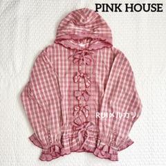 美品 PINK HOUSE ピンクハウス フード付き ピコフリルブラウス シャツ