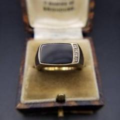 希少　ヴィンテージ　シルバー　925 インレイ　シグネット　リング　ユーロ silver925〉step signet ring “Middle”2〜25号 /シグネット