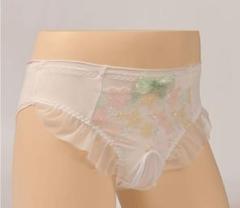 ☆新品☆【メンズ花柄刺繍セクシーパンツ】ぞうさんパンツ　ホワイト　勝負下着