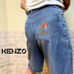 KENZO JEANS ケンゾージーンズ 刺繍ロゴ 薔薇 ハーフパンツ ショーツ