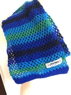 ハリウッドランチマーケットロゴ刺繍 ニットマフラー クリーム色