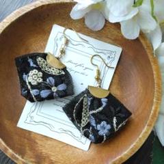 刺繍　黒　チロリアンテープ　パール　ヴィンテージ　リボン　ピアス　イヤリング　夏 m76244495495_1.jpg?1686923771
