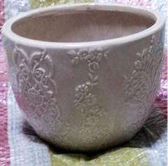 骨董品　陶芸　陶器　白磁器　作品　白磁条文深鉢　台湾陶芸家　蔡暁芳