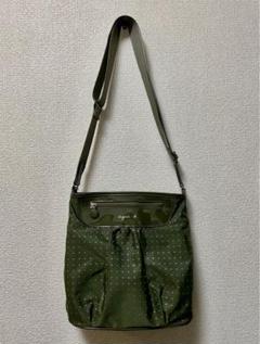 agnès b. アニエスベー　ドット柄ショルダーバッグ オリーブグリーン