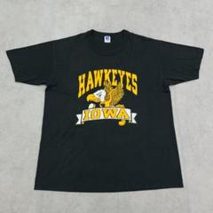 ラッセル　USA製　アイオワ大学　ホークアイズ　Tシャツ　古着　ブラック黒　XL