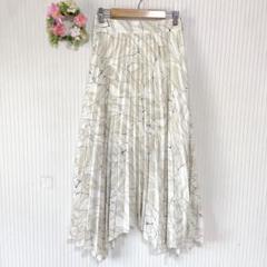 美品★ 【クリアインプレッション】 プリーツスカート 抽象線画 アート 総柄