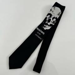 【美品】　ヨウジヤマモト シルク ドクロプリント ネクタイ　ブラック 美品】 ヨウジヤマモト シルク ドクロプリント ネクタイ