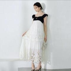 [美品] SNIDEL スナイデルカットワーク刺繍ドレス スナイデル snidel 限定 カットワーク刺繍ドレス ブラック 0