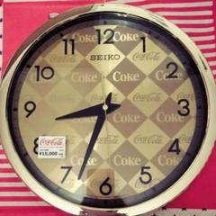 Coca-Cola SEIKO　掛け時計 AC202 ゴールド チェック柄 Coca-ColaSEIKOAC202掛け時計ゴールドチェック柄新品