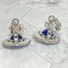 Vivienne Westwood タイニーオーブピアス シルバー×ブルーマルチ