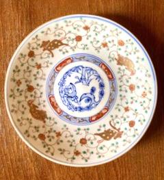 古伊万里　平皿　アンティーク　骨董　渦巻き柄　21.5センチ 古伊万里】 染錦金彩草花文四寸皿 5客 明治時代 16785 | すべて