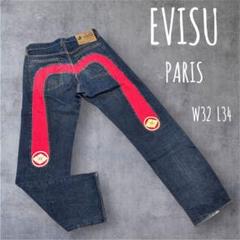 EVISU エヴィス切抜き大黒 家紋ペイント カモメ 赤耳 デニムW32 L34
