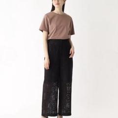 シーオペークドットクリップ♡スクエアレースワイドイージーパンツ M ブラック 透