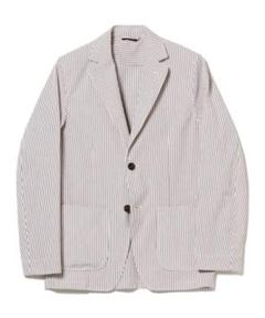 LARDINI シアサッカー ストライプ シャツジャケット テラコッタ XXS LARDINI シアサッカー ストライプ シャツジャケット テラコッタ