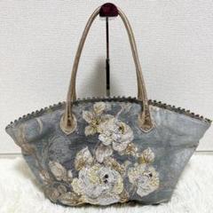 【美品】Think Bee! シモンズ ラージバッグ イタリア製ローズ柄織生地 美品】Think Bee! シモンズ ラージバッグ イタリア製ローズ柄織
