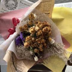 【発送方法変更し値下げ】⑰薔薇いっぱい ドライフラワー スモークツリー 花束