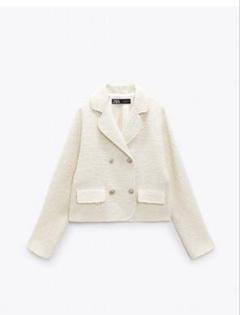 【完売品】ZARA アイボリー ツイード ジャケット L ZARA ツイードジャケット - メルカリ