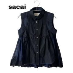 5140【極美品】サカイ sacai プルオーバーブラウス レースフリル異素材 sacai/サカイ】より21SSスーチングプルオーバーブラウスが買取