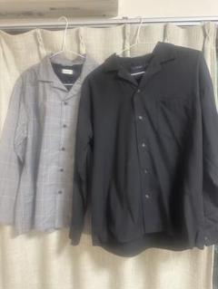 グレー チェック柄 長袖シャツ