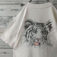 希少☆ヘインズ 89年 USA製 ホワイトタイガー 両面プリント Ｔシャツ XL