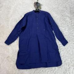 美品★45R 45rpm 後染めリネン 908　グーグーシャツ ネイビー2