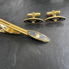 自衛隊　幹部学校　任官記念ネクタイピン　カフス　セット　非売品 タイピン・カフスセット 海上自衛隊マーク（丸型） 金・銀