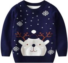 子供服 セーター ニット プルオーバー クリスマス 二重ジャカード トナカイ