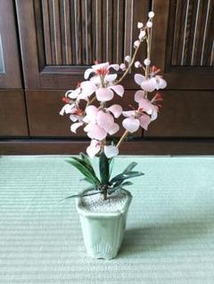 天然玉石 彫刻 鉢　細工 花　天然石　盆栽