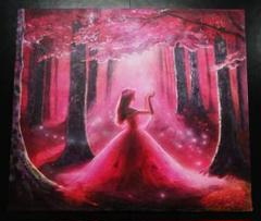 0002　絵画　幻想的　ピンク　額縁 0002絵画油絵幻想的ピンク額縁