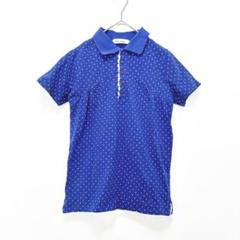 ロメオ 半袖ポロシャツ ドット柄 M レース 2way 青 鹿の子
